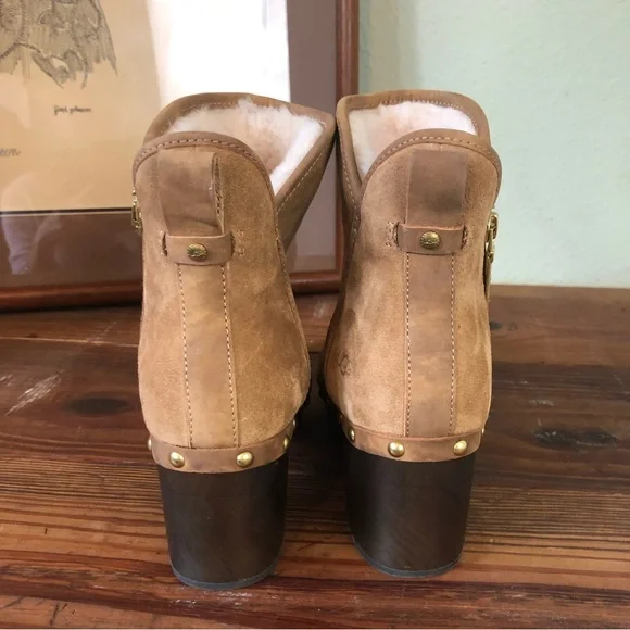 UGG Cam II Suede / Sheepskin Clog Heel Ankle Booties Boots Chestnut US 9… - Picture 7 of 13